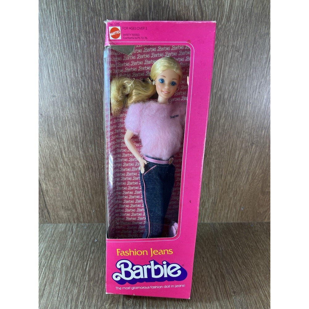 Vintage 1981 Mattel Fashion Jeans Barbie Doll No 5315 NRFB Pink Sweater Denim